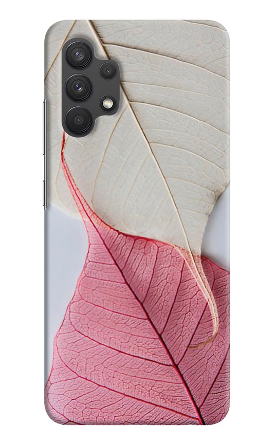 White Pink Leaf Samsung A32 4G Hard Case Back Cover by Casekaro