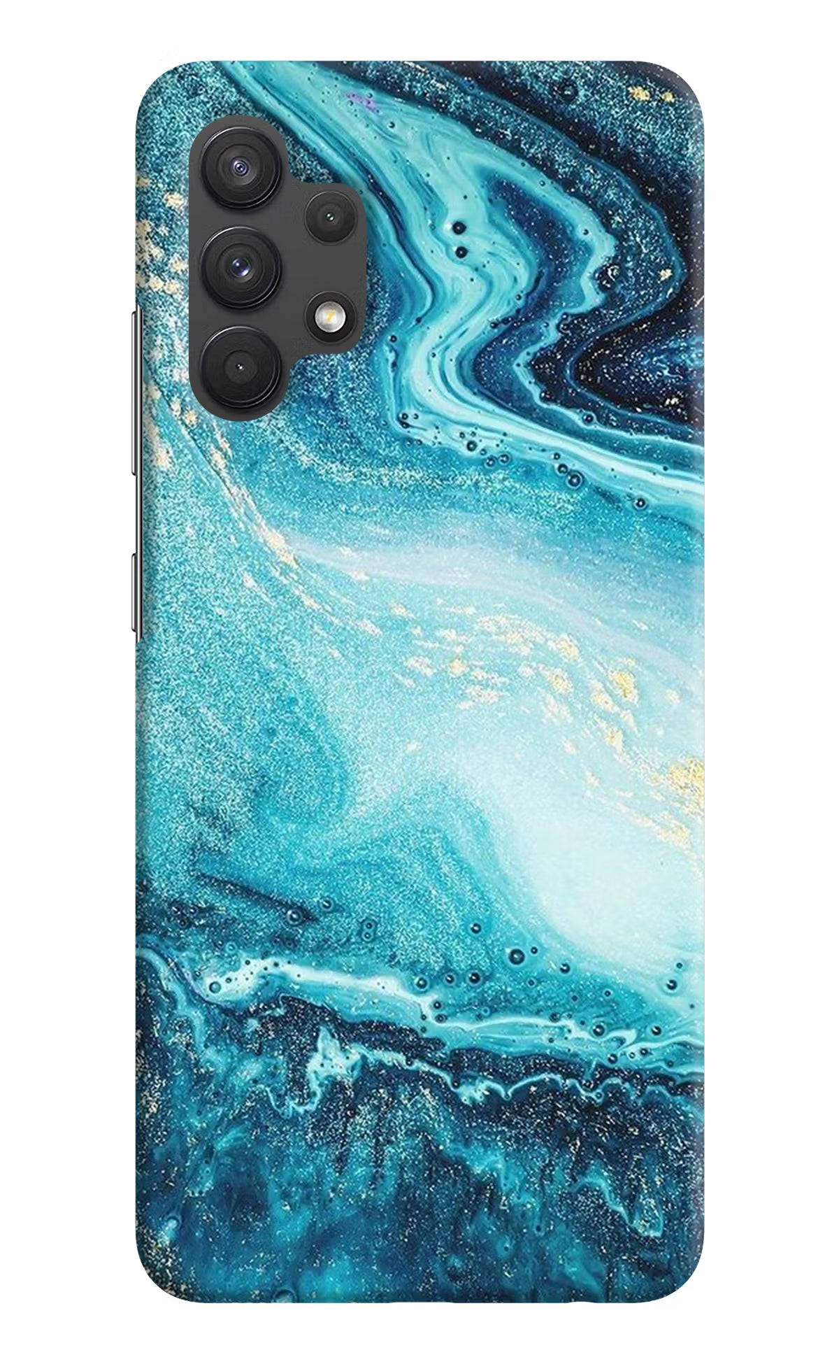 Blue Glitter Marble Samsung A32 4G Hard Case Back Cover by Casekaro