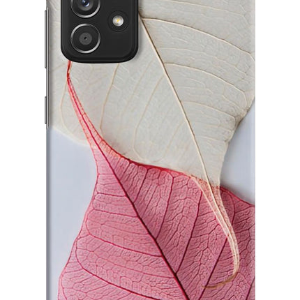 White Pink Leaf Samsung A52/A52s 5G Hard Case Back Cover by Casekaro