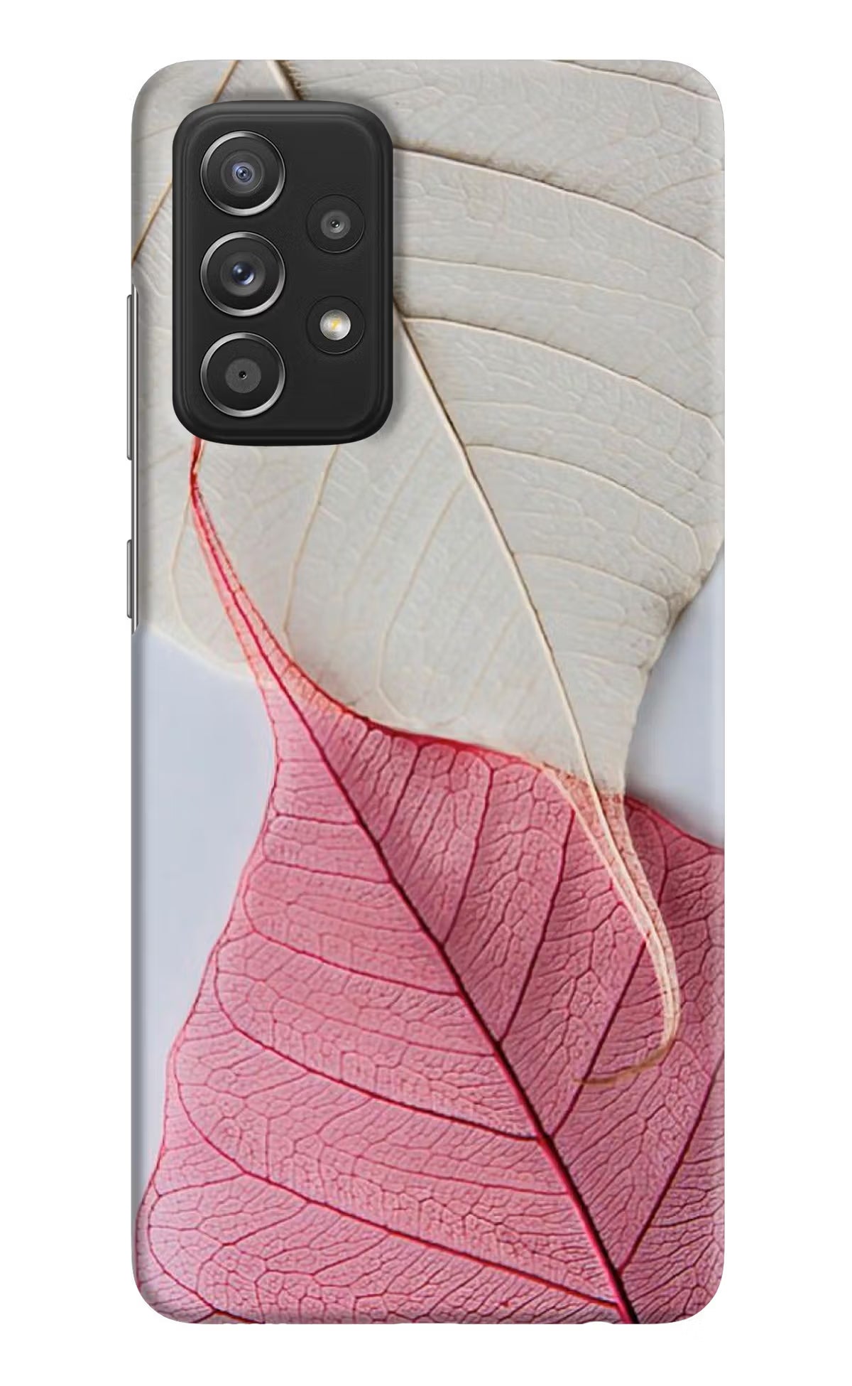 White Pink Leaf Samsung A52/A52s 5G Hard Case Back Cover by Casekaro