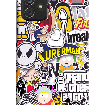 Sticker Bomb Samsung A72 Hard Case Back Cover by Casekaro