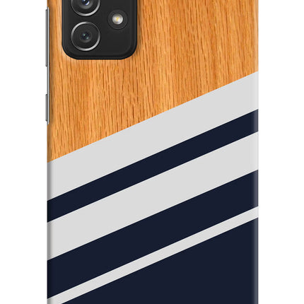 Blue and white wooden Samsung A72 Hard Case Back Cover by Casekaro