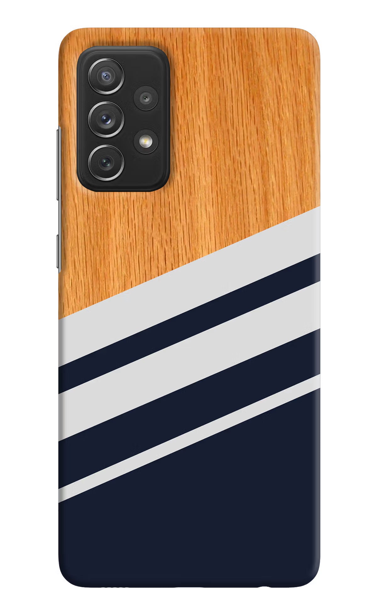 Blue and white wooden Samsung A72 Hard Case Back Cover by Casekaro