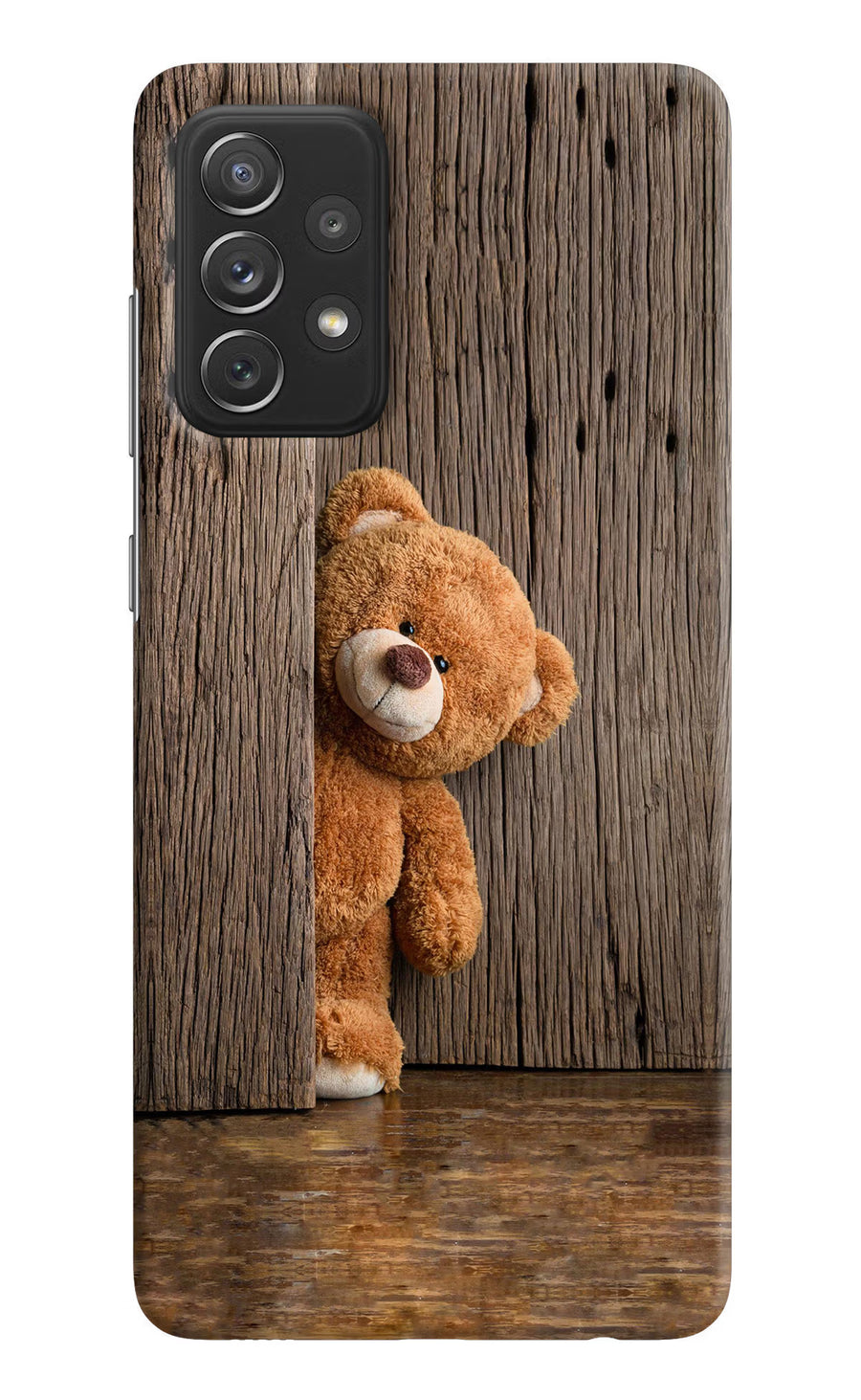 Teddy Wooden Samsung A72 Back Cover, Hard case