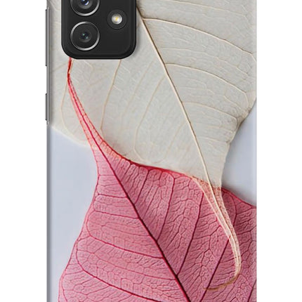 White Pink Leaf Samsung A72 Hard Case Back Cover by Casekaro