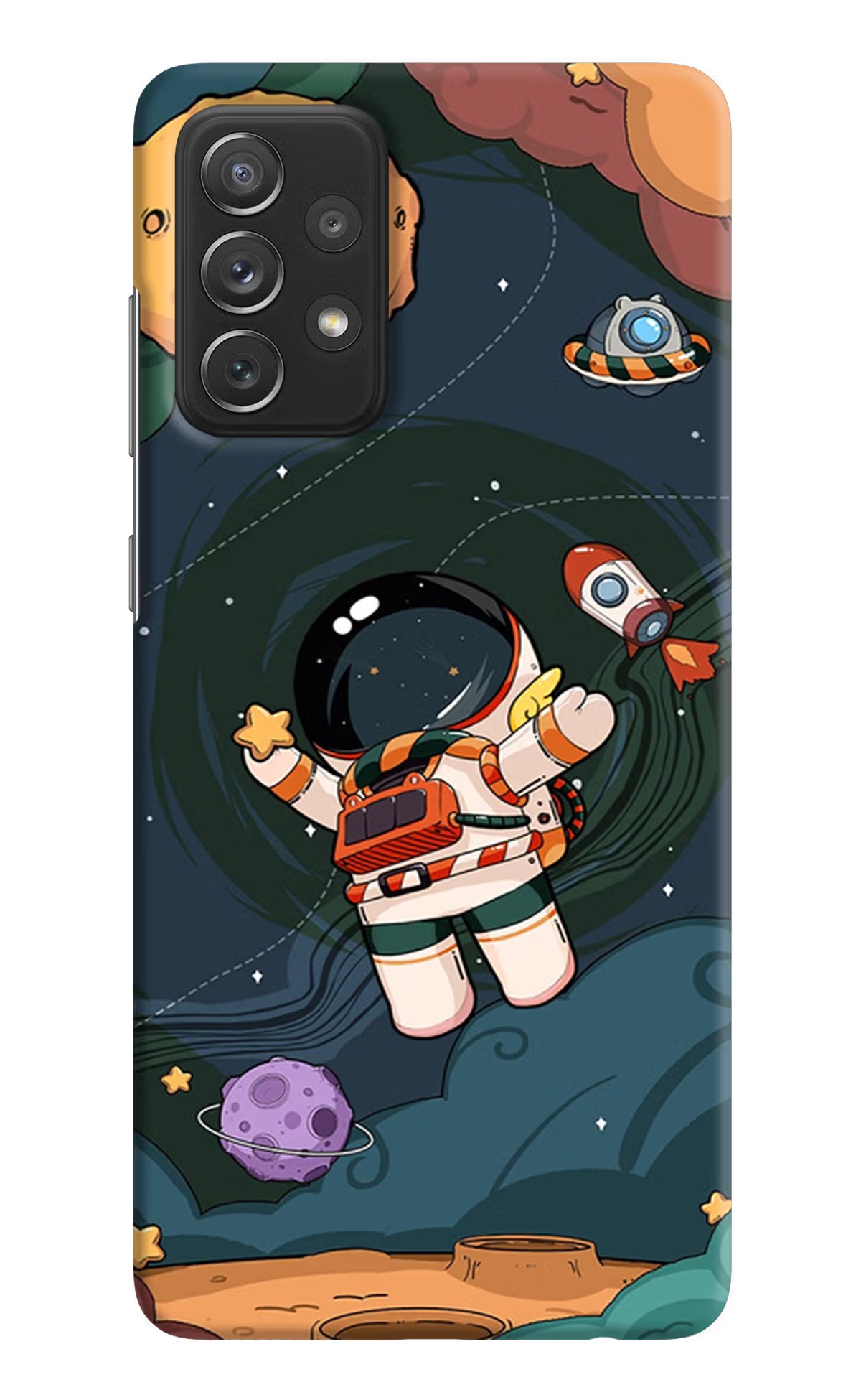 Cartoon Astronaut Samsung A72 Hard Case Back Cover by Casekaro