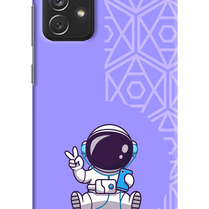 Cute Astronaut Chilling Samsung A72 Hard Case Back Cover by Casekaro
