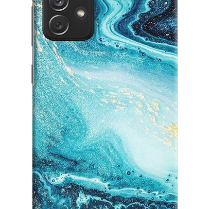 Blue Glitter Marble Samsung A72 Hard Case Back Cover by Casekaro