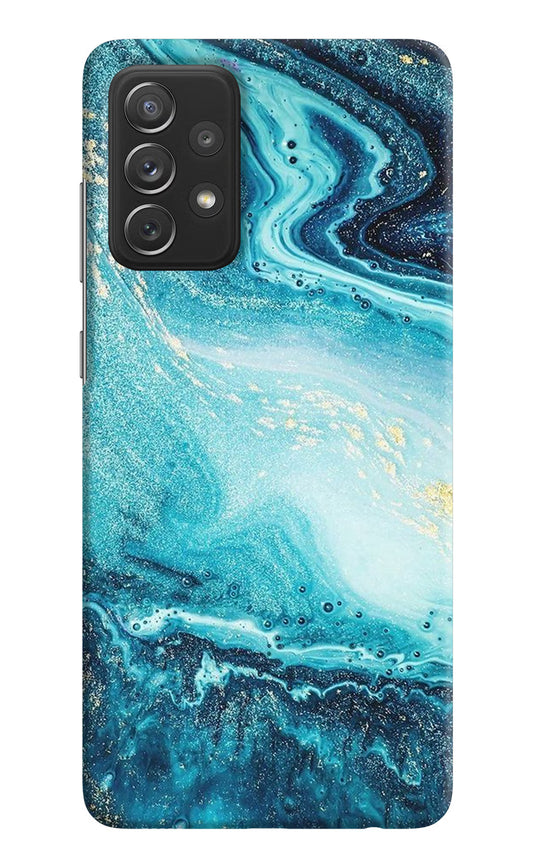 Blue Glitter Marble Samsung A72 Hard Case Back Cover by Casekaro