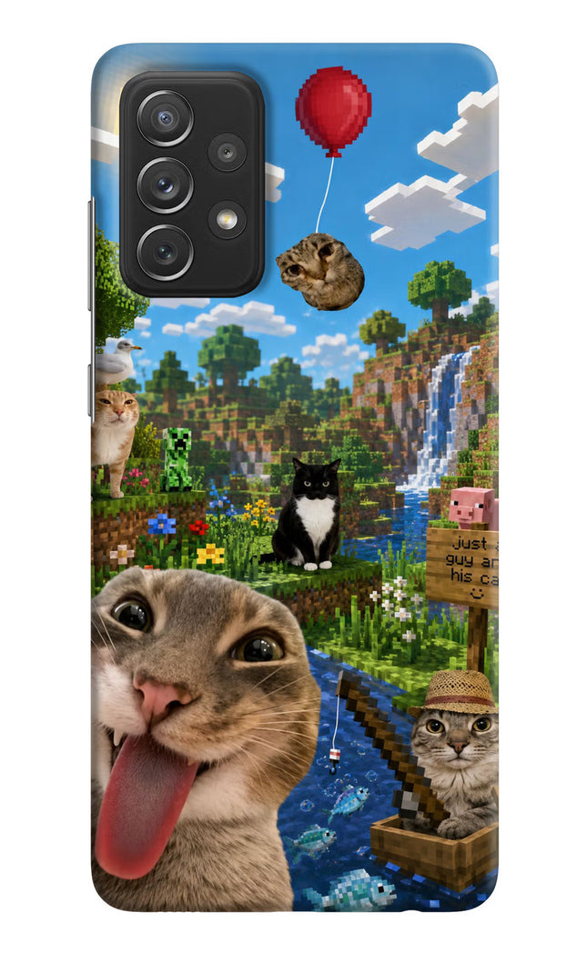 Minecraft Cat Chaos Samsung A72 Hard Case Back Cover by Casekaro