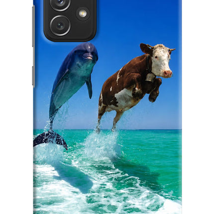 Dolphin vs Cow Samsung A72 Hard Case Back Cover by Casekaro