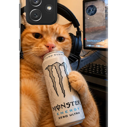 Gamer Cat Energy Samsung A72 Hard Case Back Cover by Casekaro