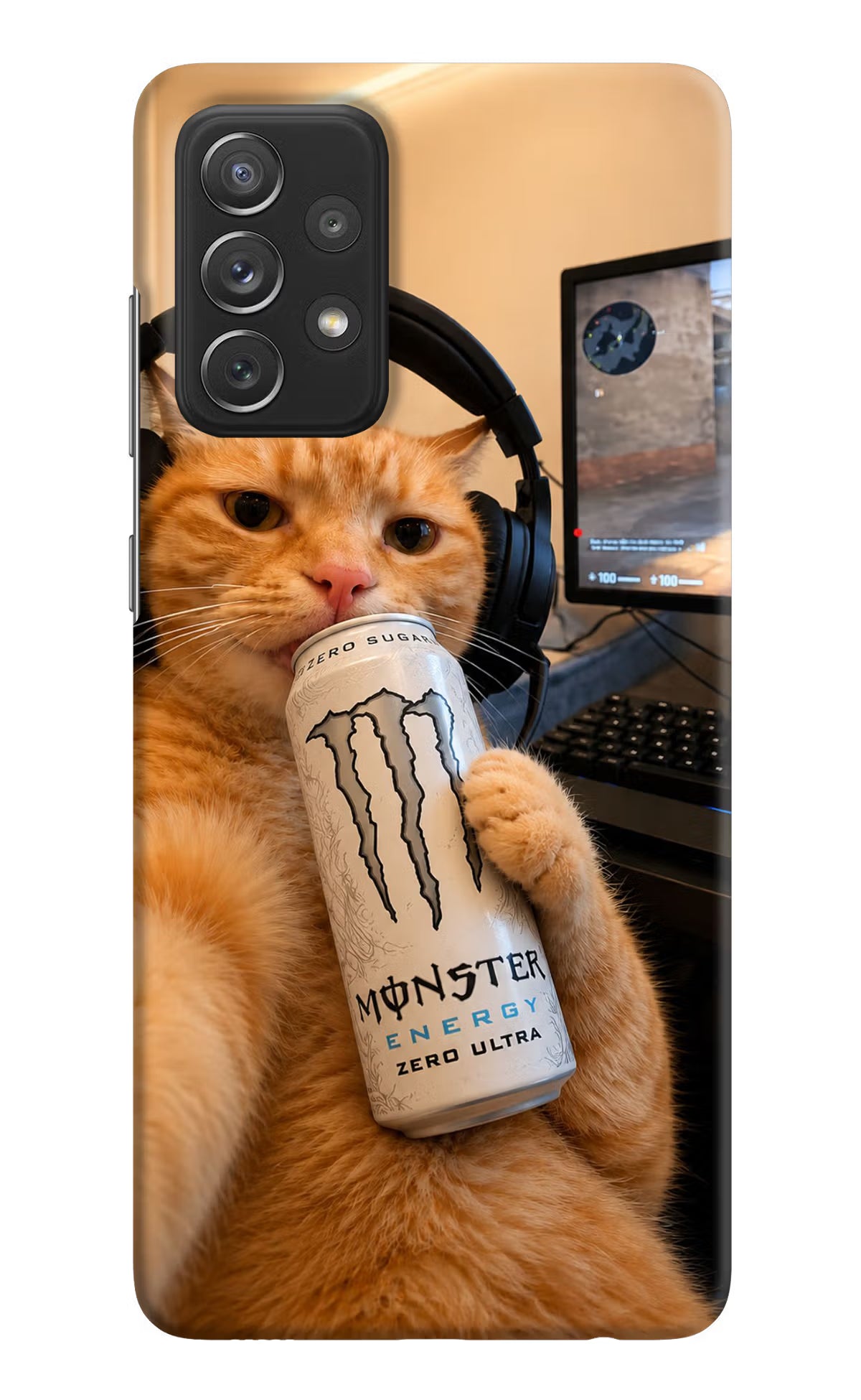 Gamer Cat Energy Samsung A72 Back Cover