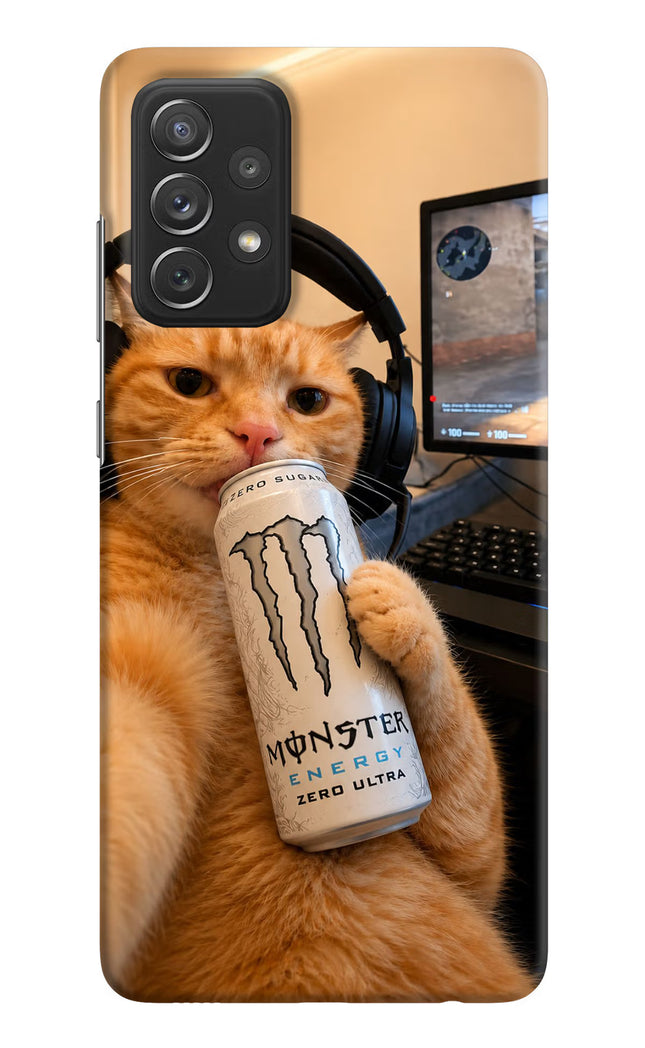 Gamer Cat Energy Samsung A72 Hard Case Back Cover by Casekaro