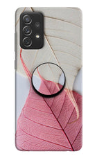 White Pink Leaf Samsung A72 Pop Case by Casekaro