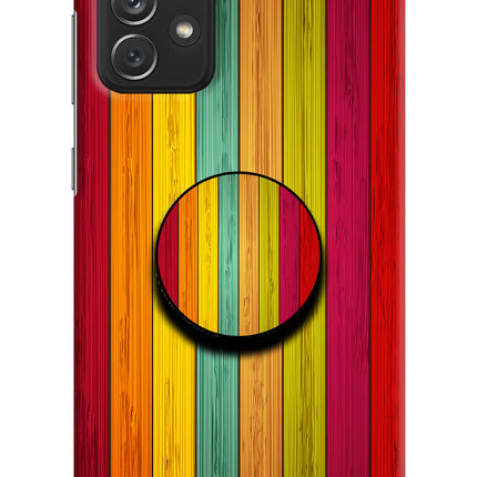 Multicolor Wooden Samsung A72 Pop Case by Casekaro