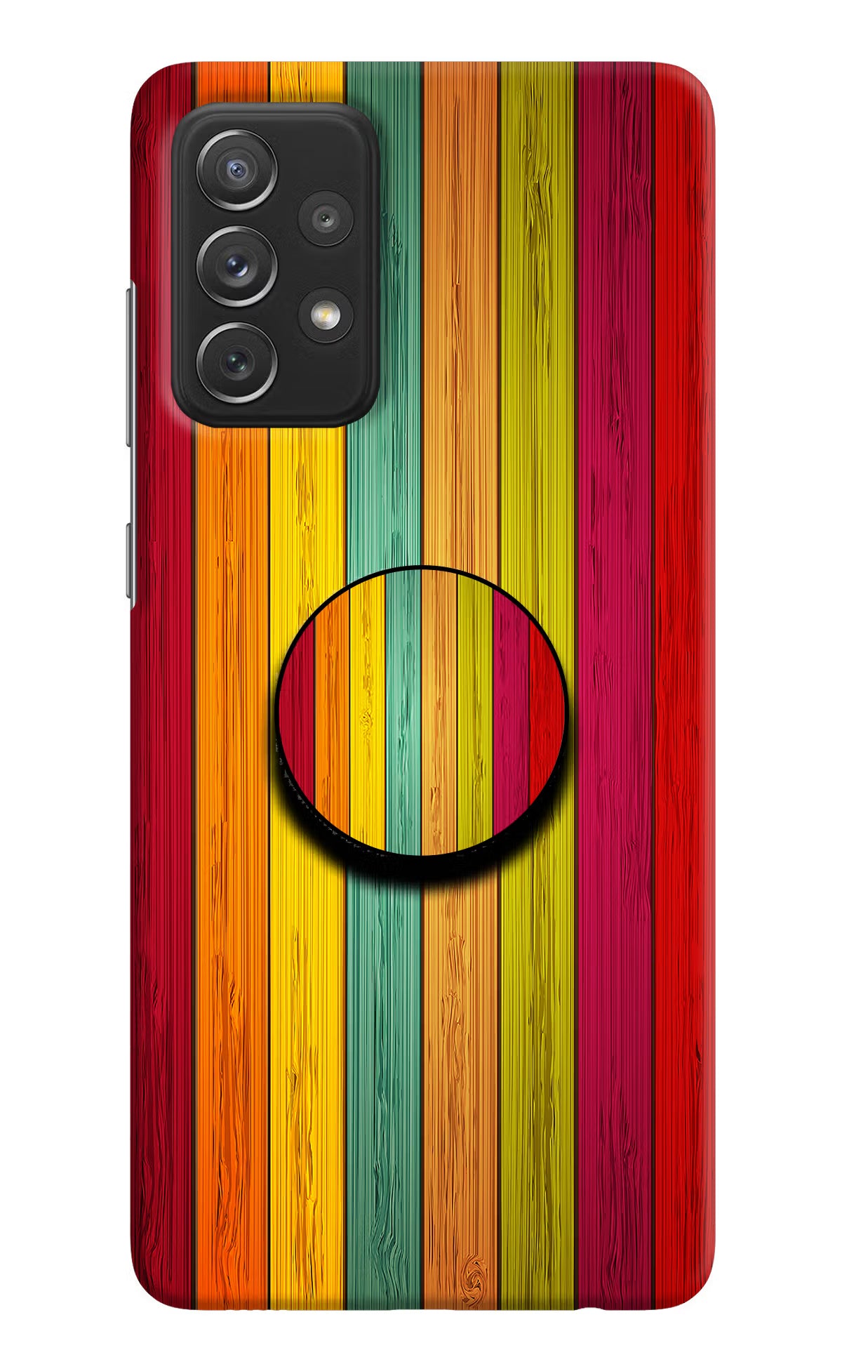 Multicolor Wooden Samsung A72 Pop Case by Casekaro