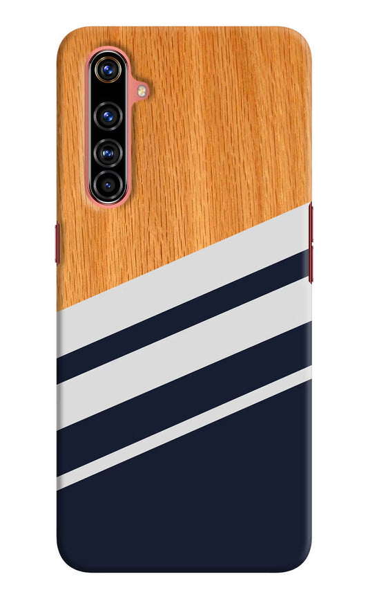Blue and white wooden Realme X50 Pro Hard Case Back Cover by Casekaro