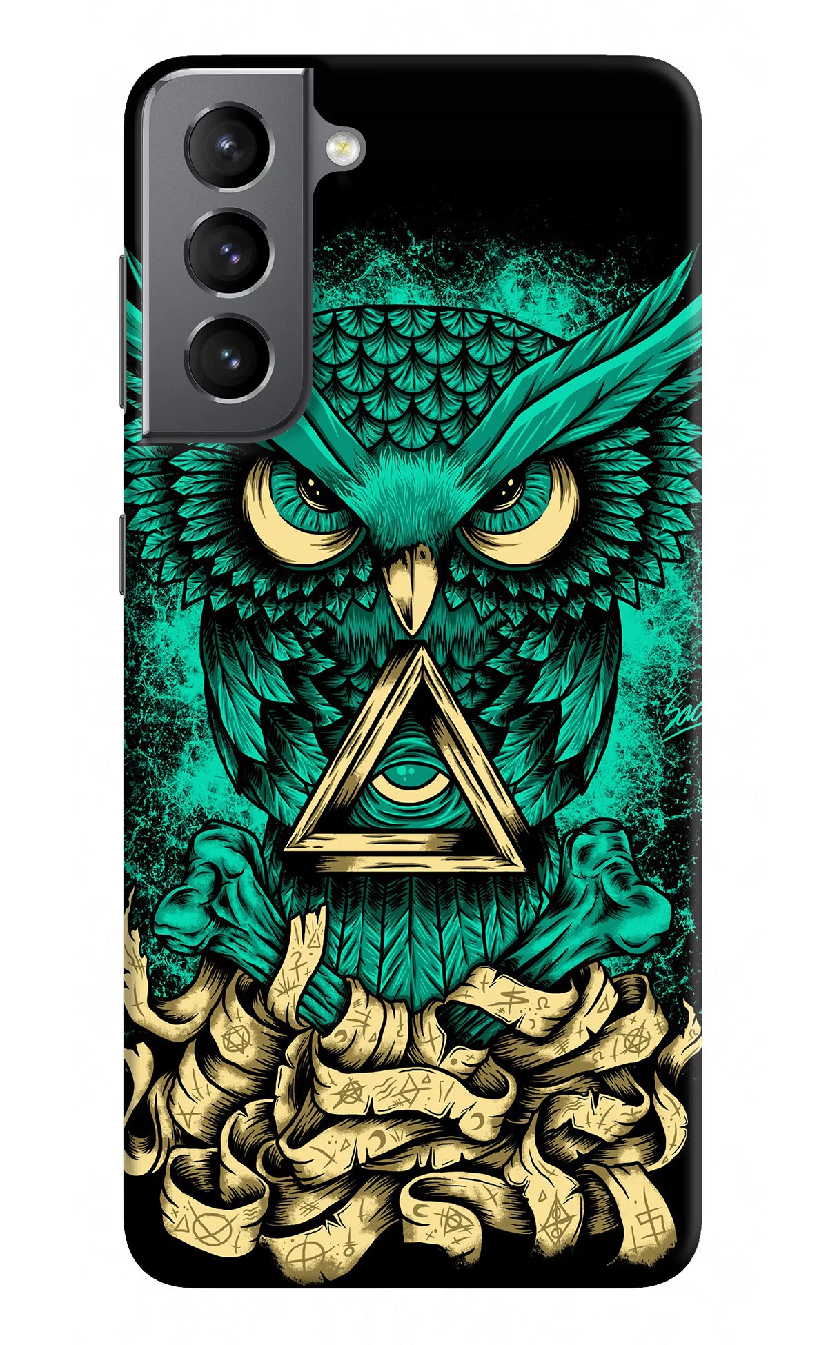 Green Owl Samsung S21 Hard Case Back Cover by Casekaro