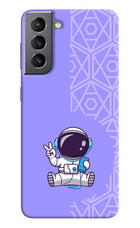 Cute Astronaut Chilling Samsung S21 Hard Case Back Cover by Casekaro
