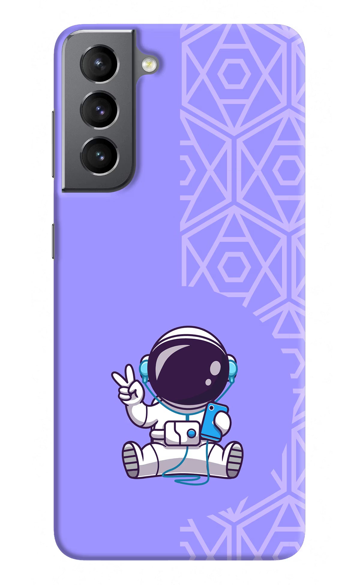 Cute Astronaut Chilling Samsung S21 Hard Case Back Cover by Casekaro
