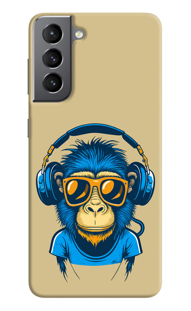 Monkey Headphone Samsung S21 Hard Case Back Cover by Casekaro