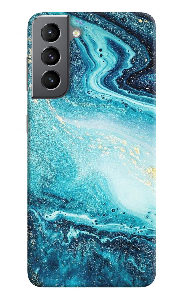 Blue Glitter Marble Samsung S21 Hard Case Back Cover by Casekaro