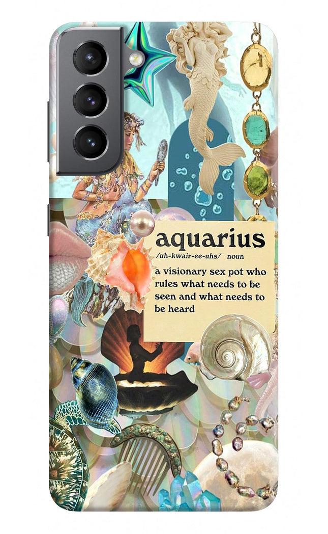 Aquarius Zodiac Samsung S21 Hard Case Back Cover by Casekaro