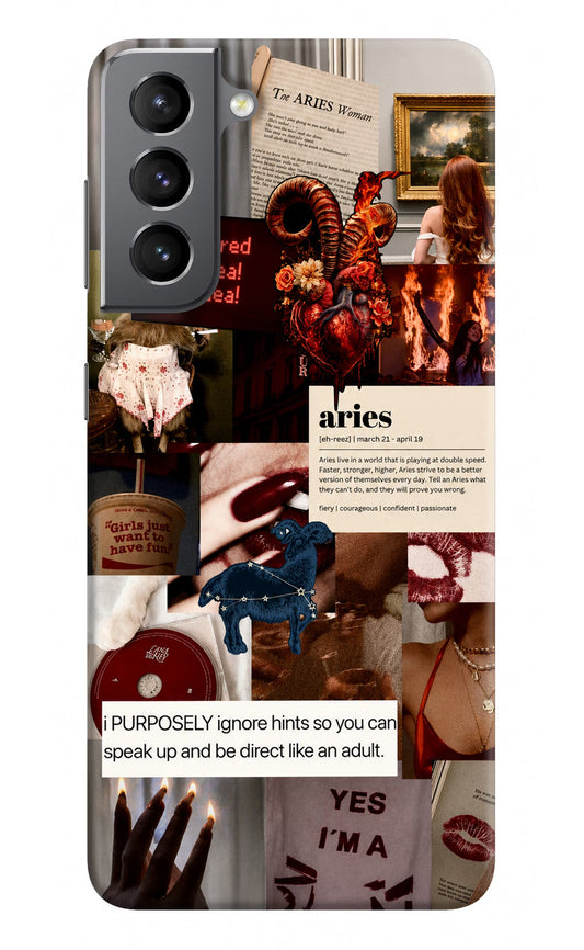 Zodiac Aries Samsung S21 Hard Case Back Cover by Casekaro