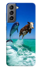Dolphin vs Cow Samsung S21 Hard Case Back Cover by Casekaro