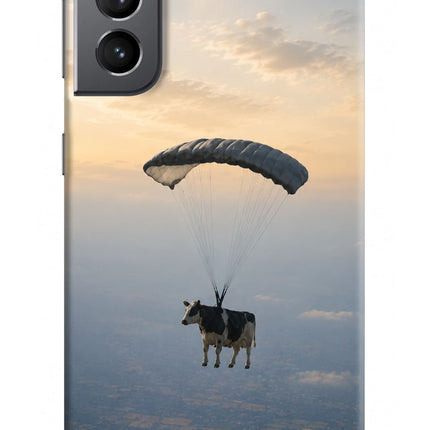 Skydiving Cow Samsung S21 Hard Case Back Cover by Casekaro