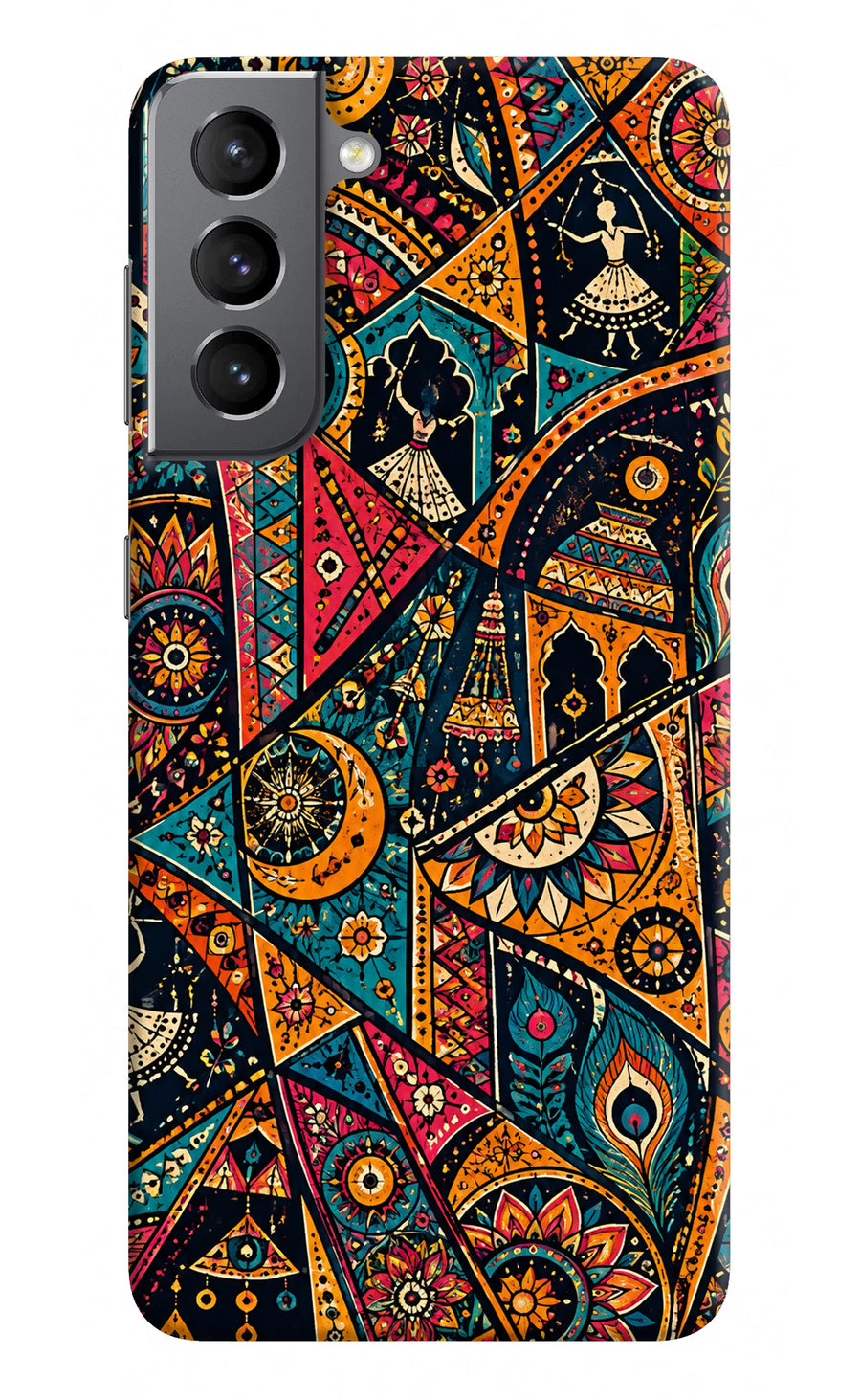 Folk Print Samsung S21 Back Cover, Hard case