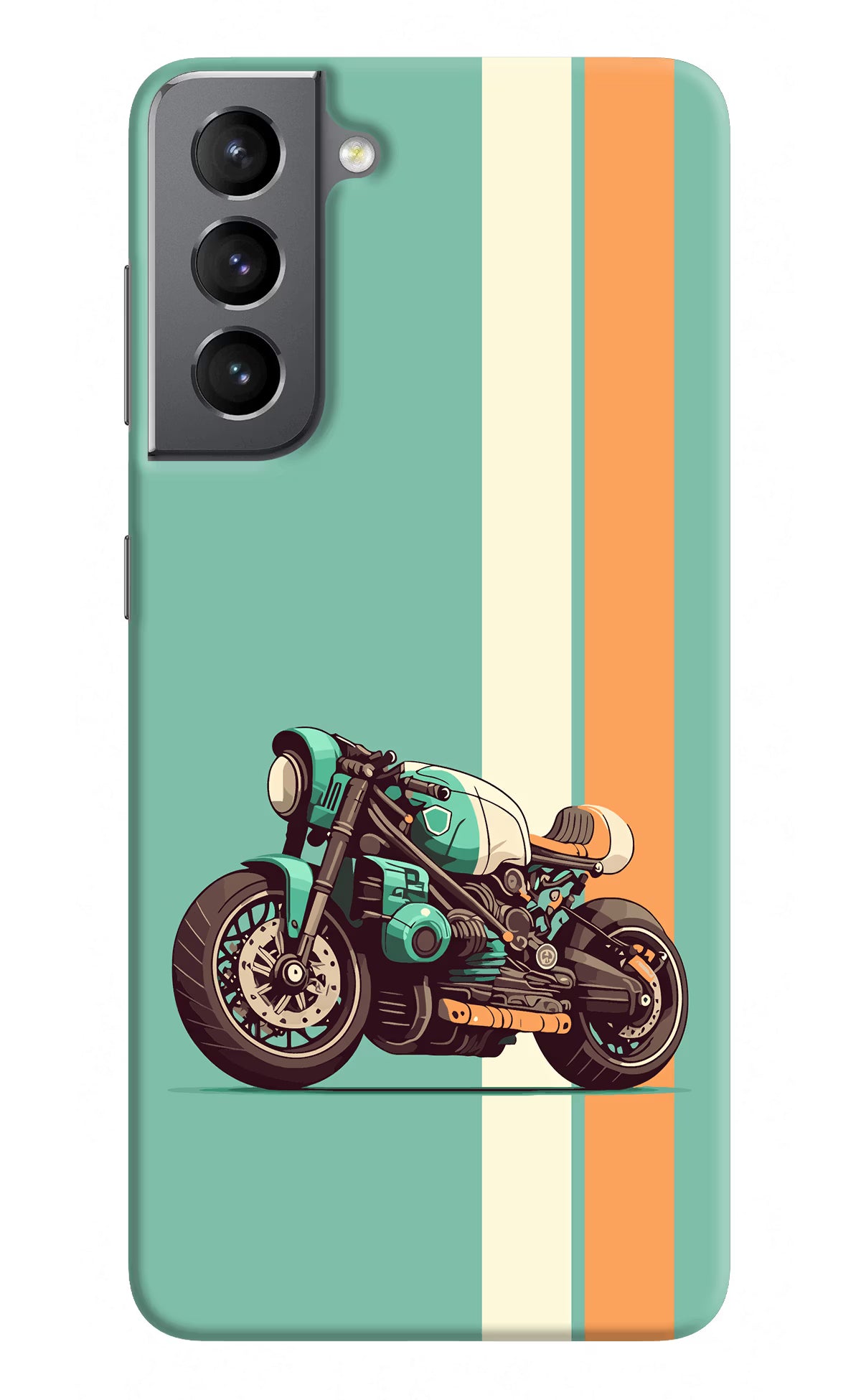 Striped Moto Drift Samsung S21 Plus Hard Case Back Cover by Casekaro