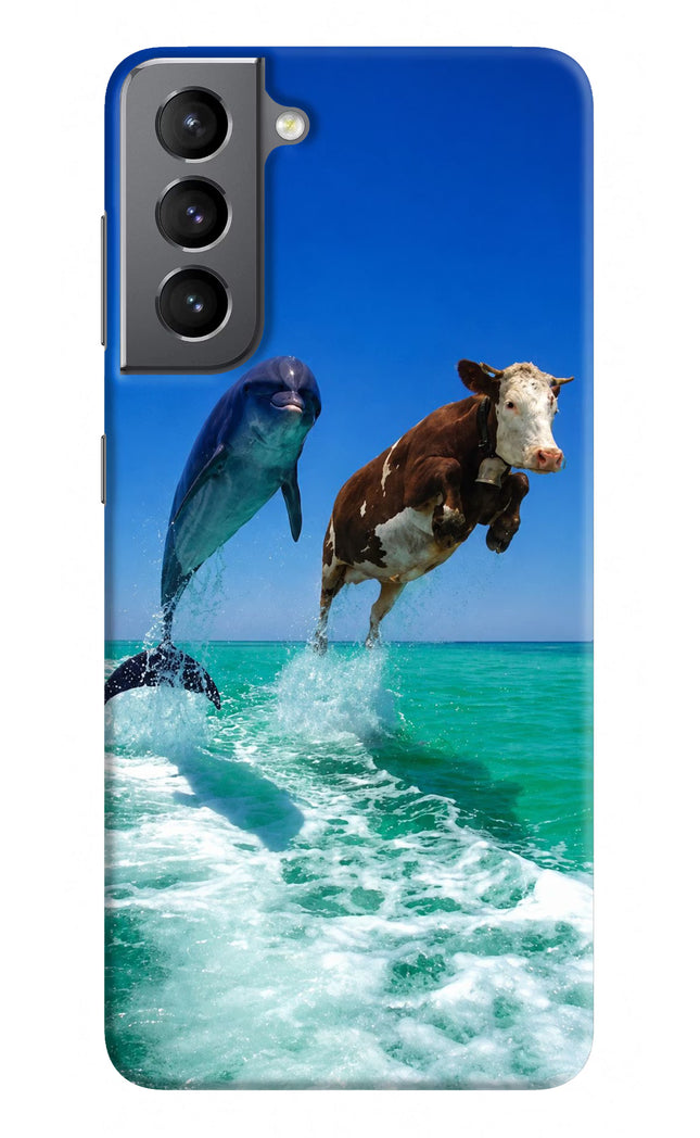Dolphin vs Cow Samsung S21 Plus Hard Case Back Cover by Casekaro