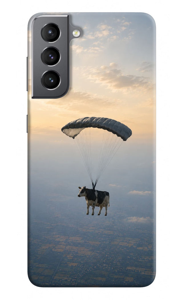 Skydiving Cow Samsung S21 Plus Hard Case Back Cover by Casekaro