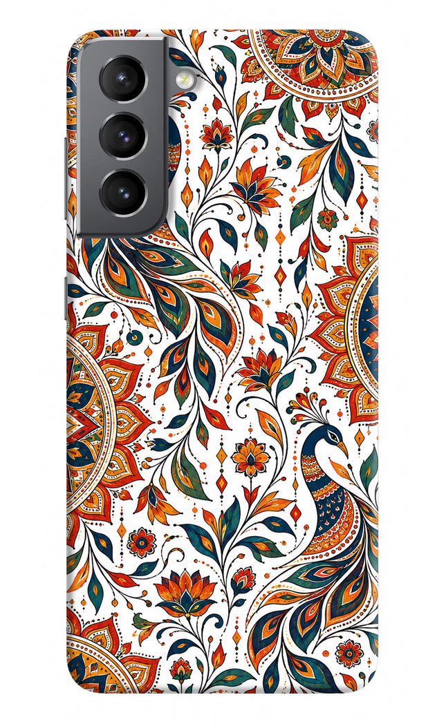 White Mayura Samsung S21 Plus Hard Case Back Cover by Casekaro