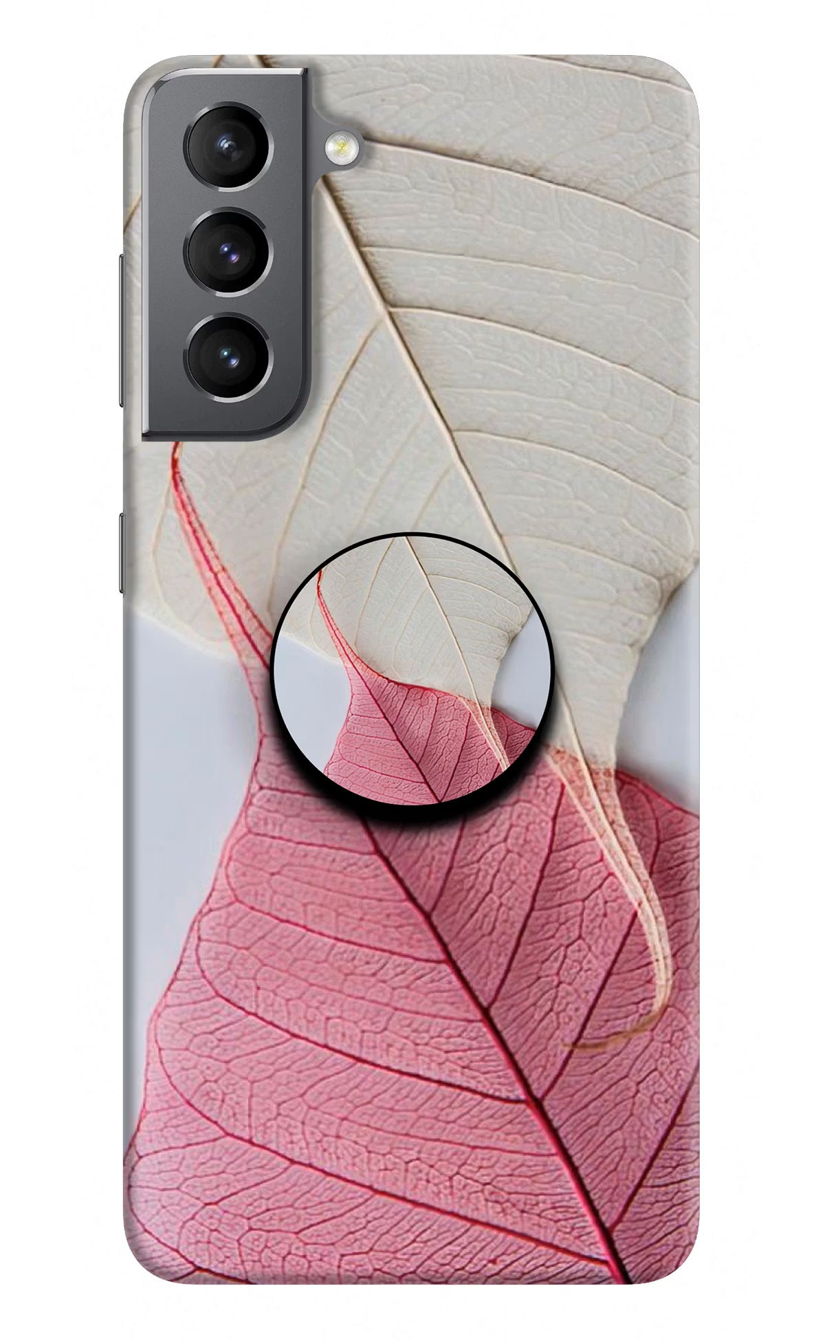 White Pink Leaf Samsung S21 Plus Pop Case by Casekaro