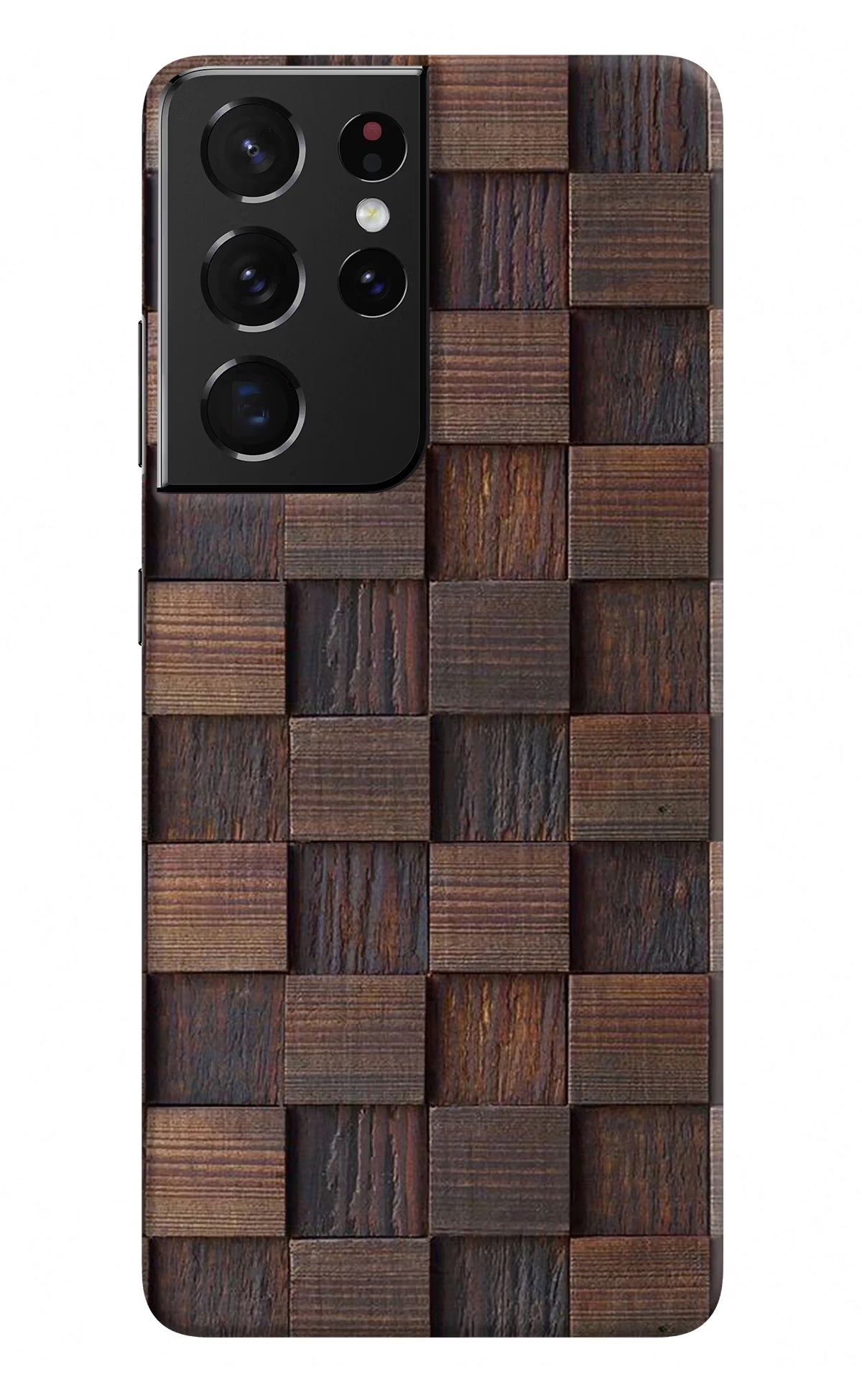 Wooden Cube Design Samsung S21 Ultra Hard Case Back Cover by Casekaro