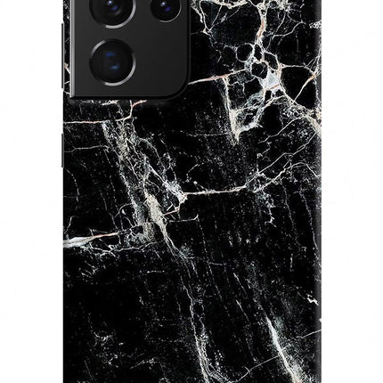 Black Marble Texture Samsung S21 Ultra Hard Case Back Cover by Casekaro