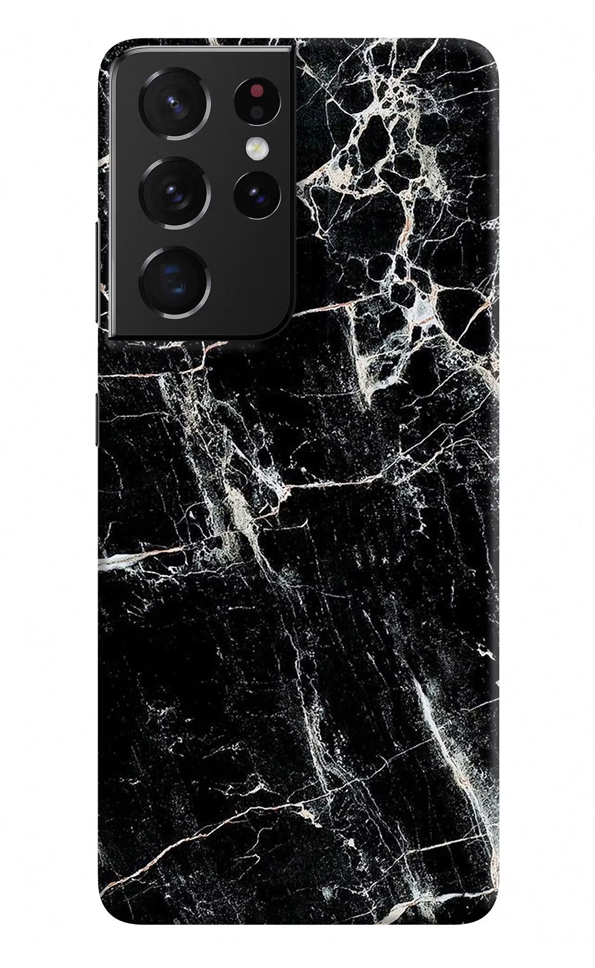 Black Marble Texture Samsung S21 Ultra Hard Case Back Cover by Casekaro