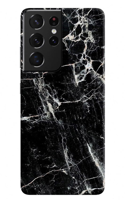 Black Marble Texture Samsung S21 Ultra Hard Case Back Cover by Casekaro