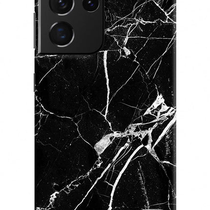 Black Marble Pattern Samsung S21 Ultra Hard Case Back Cover by Casekaro