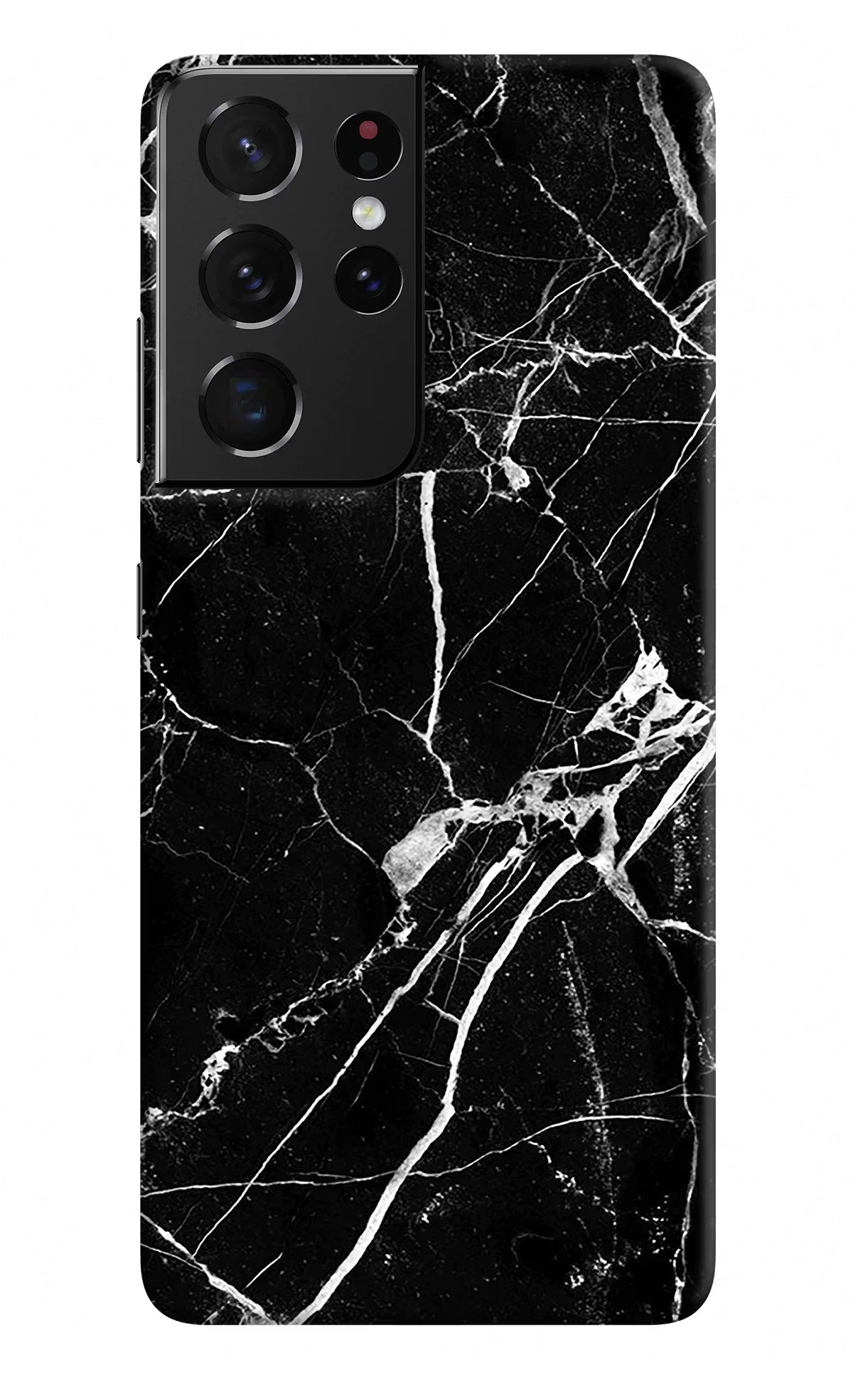 Black Marble Pattern Samsung S21 Ultra Hard Case Back Cover by Casekaro