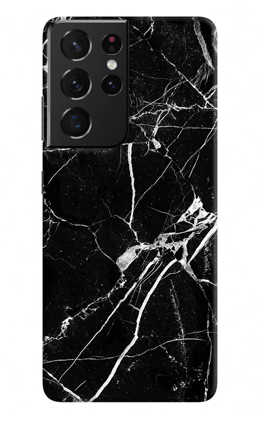 Black Marble Pattern Samsung S21 Ultra Hard Case Back Cover by Casekaro