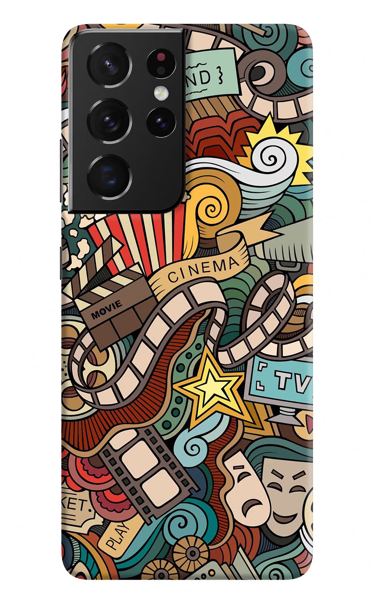 Cinema Abstract Samsung S21 Ultra Hard Case Back Cover by Casekaro