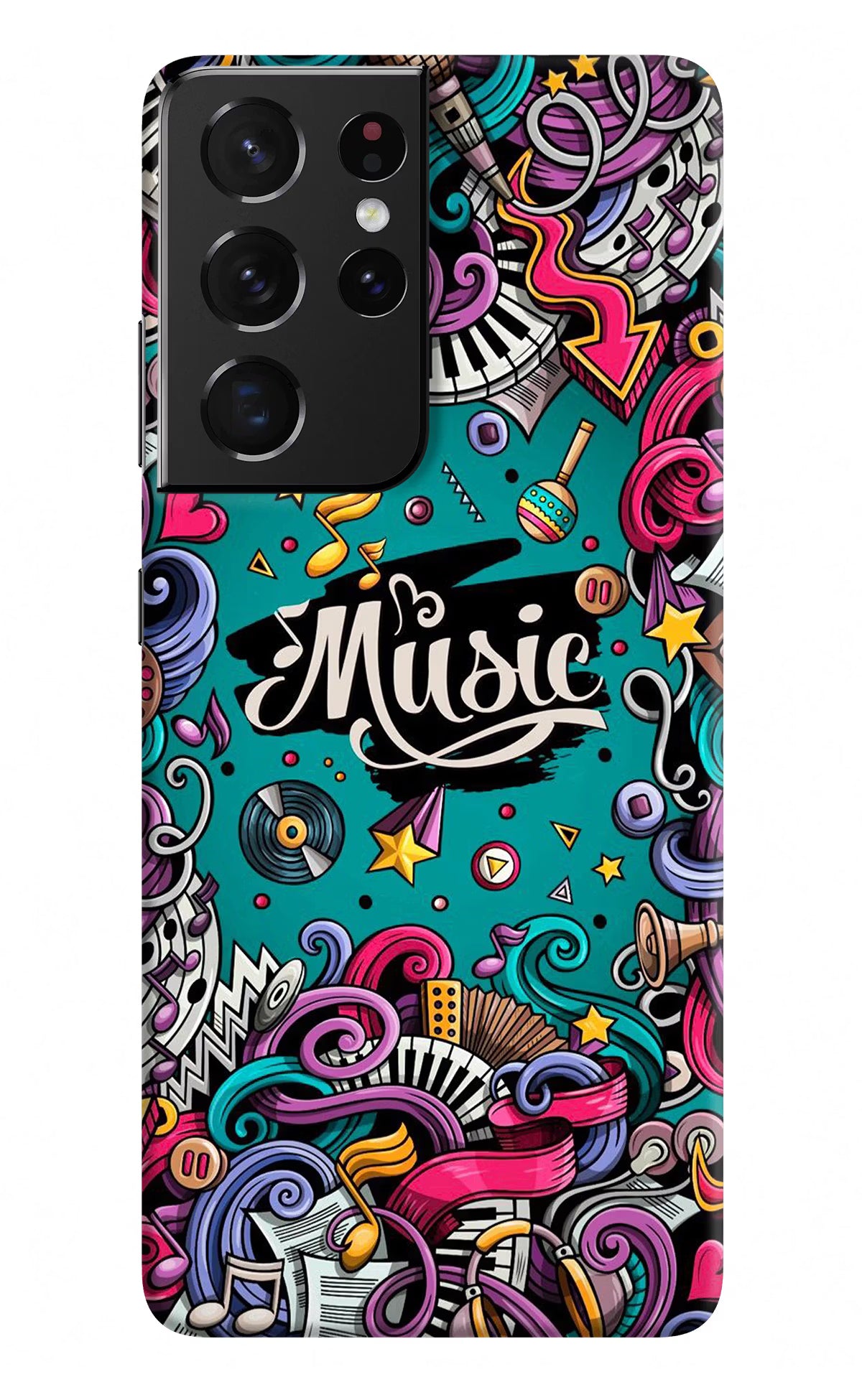 Music Graffiti Samsung S21 Ultra Hard Case Back Cover by Casekaro