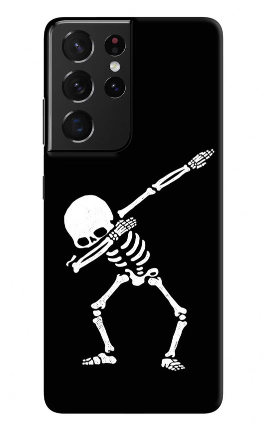 Dabbing Skeleton Art Samsung S21 Ultra Hard Case Back Cover by Casekaro