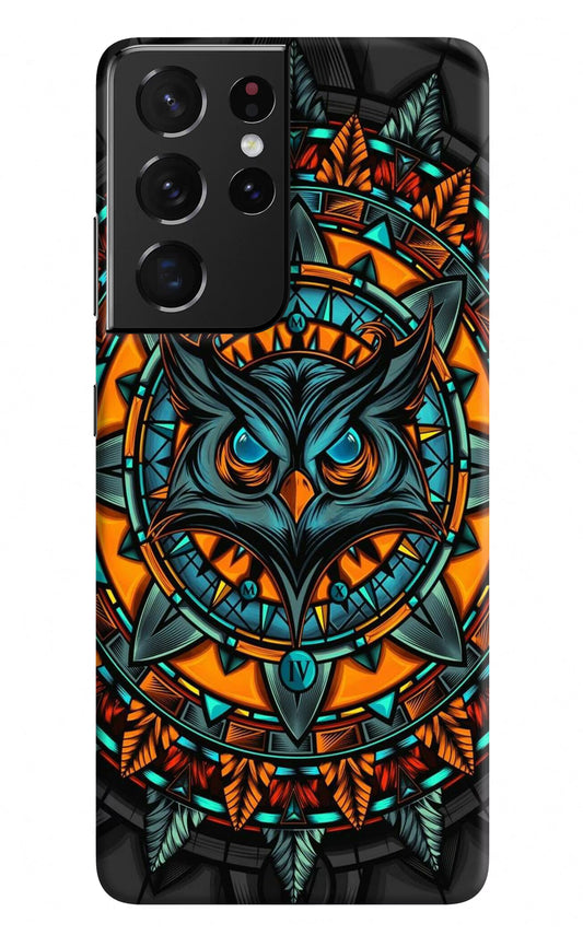 Angry Owl Art Samsung S21 Ultra Hard Case Back Cover by Casekaro