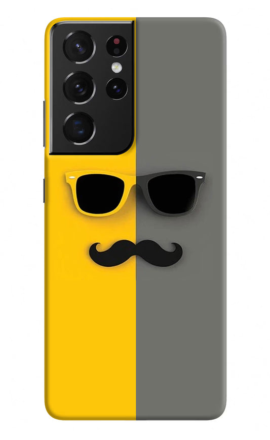 Sunglasses with Mustache Samsung S21 Ultra Hard Case Back Cover by Casekaro