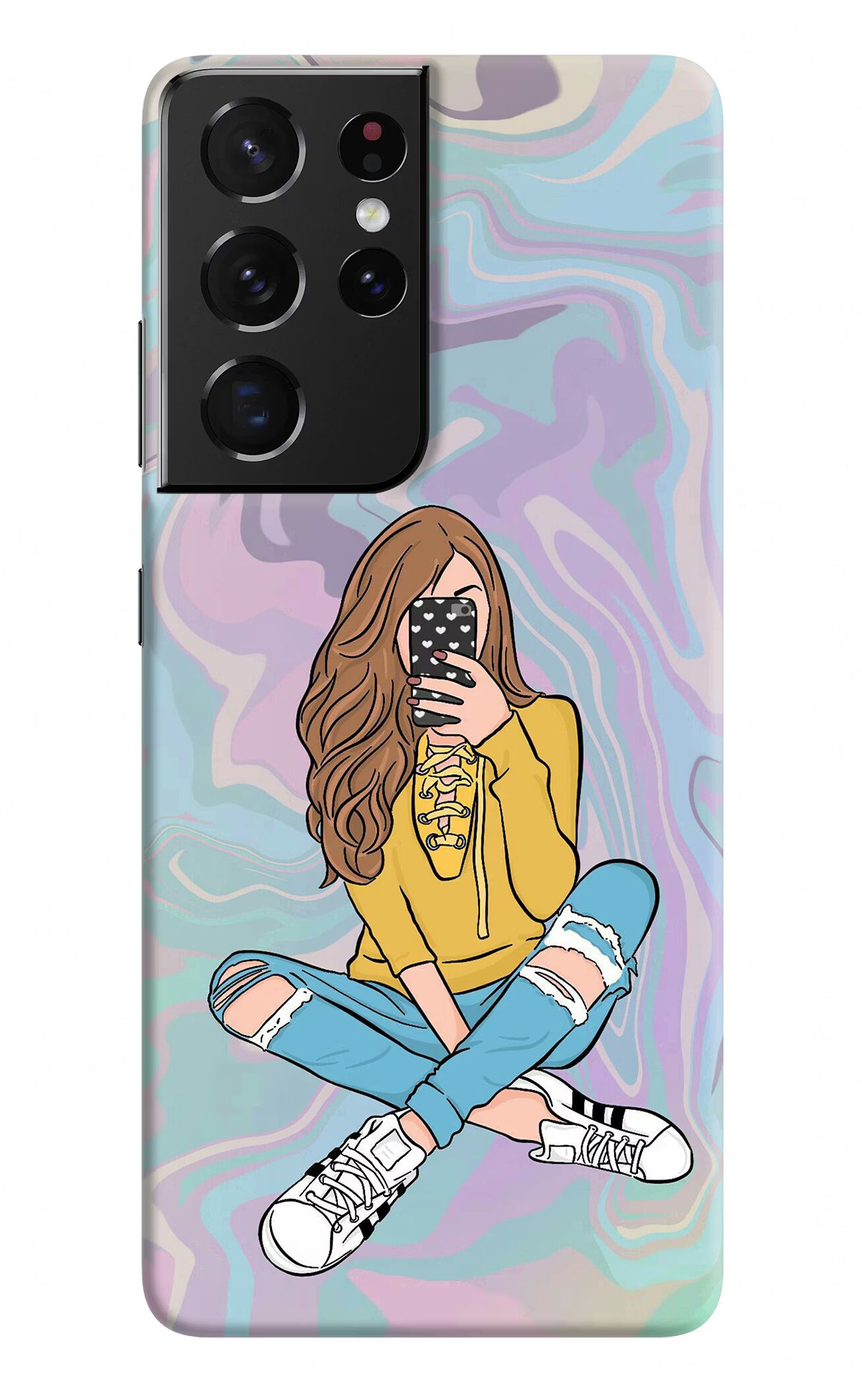 Selfie Girl Samsung S21 Ultra Hard Case Back Cover by Casekaro